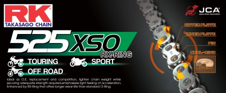 Cadena RK 525 XSO con RX ring 112 eslabones