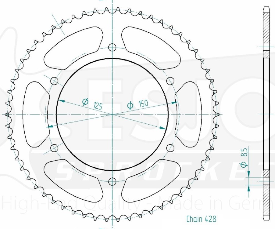 Corona de acero 58 dientes