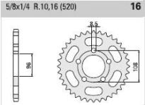 Corona de acero 44 dientes