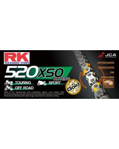 Cadena RK 520 XSO con RX ring 116 eslabones oro