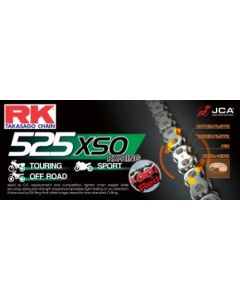 Cadena RK 525 XSO con RX ring 118 eslabones rojo