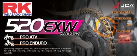 Cadena RK 520 EXW con XW ring 100 eslabones