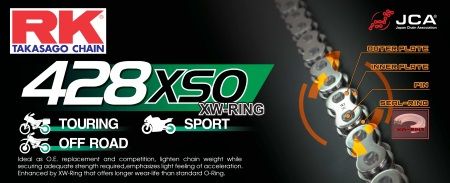 Cadena RK 428 XSO con XW ring 120 eslabones