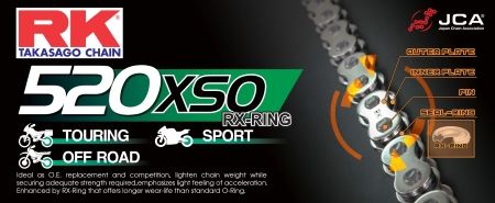Cadena RK 520 XSO con RX ring 104 eslabones