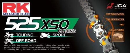 Cadena RK 525 XSO con RX ring 108 eslabones