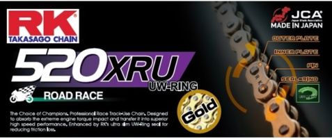 Cadena RK 520 XRUGB con UW' ring 106 eslabones oro