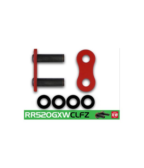 Eslabón de unión cadena RK 520 GX remache punta huecha rojo