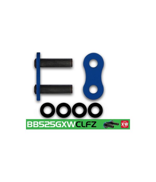 Eslabón de unión cadena RK 525 GXW remache punta huecha azul