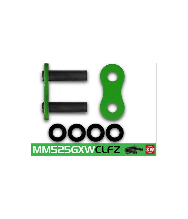 Eslabón de unión RK 525 GXW remache punta huecha verde