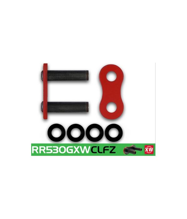 Eslabón de unión cadena RK 530 GXW remache punta huecha rojo
