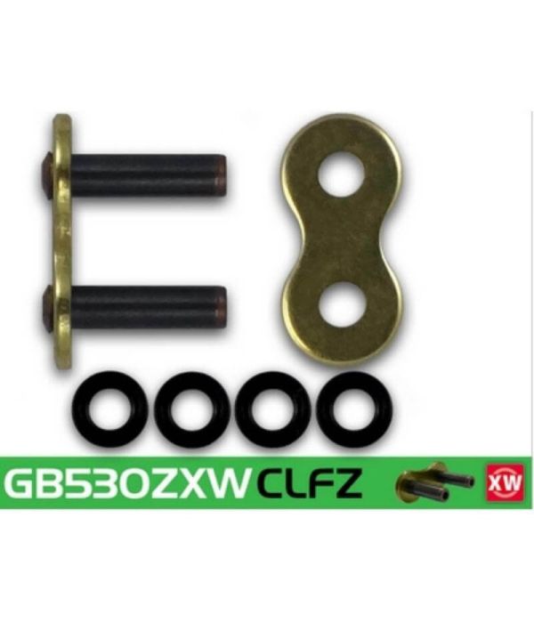 Eslabón de unión cadena RK 530 ZXW remache punta huecha oro