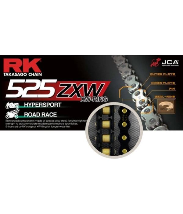 Eslabón de unión RK 525 ZXW remache punta huecha negro-oro