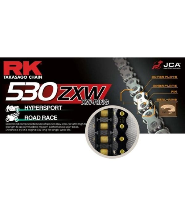 Eslabón de unión RK 530 ZXW remache punta huecha negro-oro