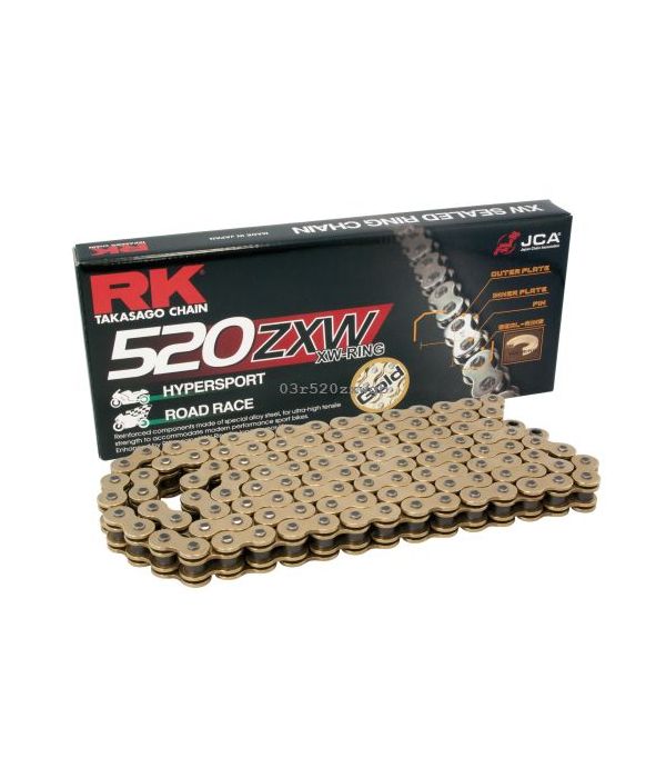 Eslabón de unión cadena RK 520 ZXW remache punta huecha oro