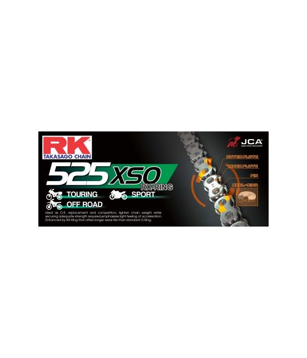 Cadena RK 525 XSOGB con RX ring 100 eslabones oro