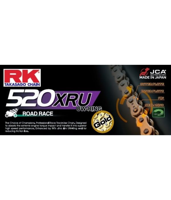 Eslabón de unión cadena RK 520 XRU remache punta huecha oro