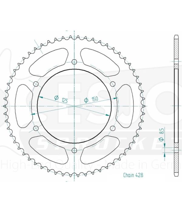 Corona de acero 58 dientes