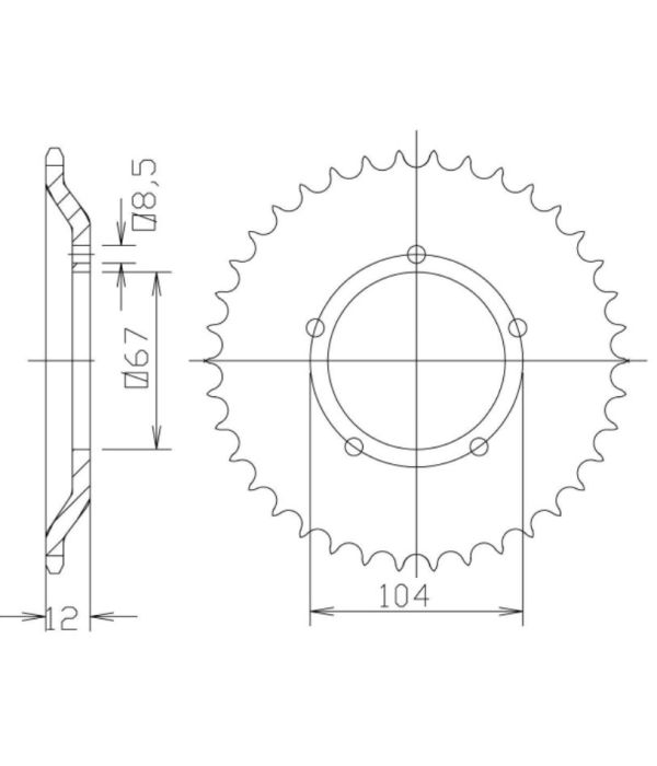 Corona de acero 55 dientes