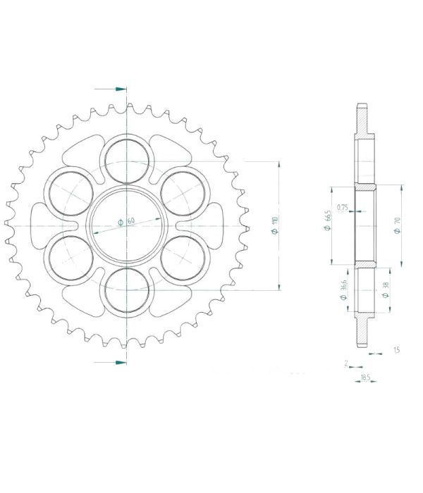 Corona de aluminio 42 dientes