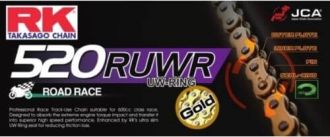 Cadena RK 520 RUWR con UW ring 108 eslabones oro