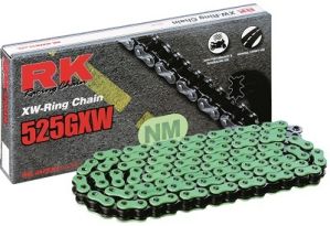 Cadena RK 525 GXW con XW ring 108 eslabones verde