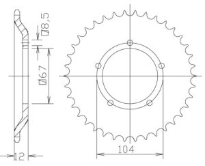 Corona de acero 55 dientes
